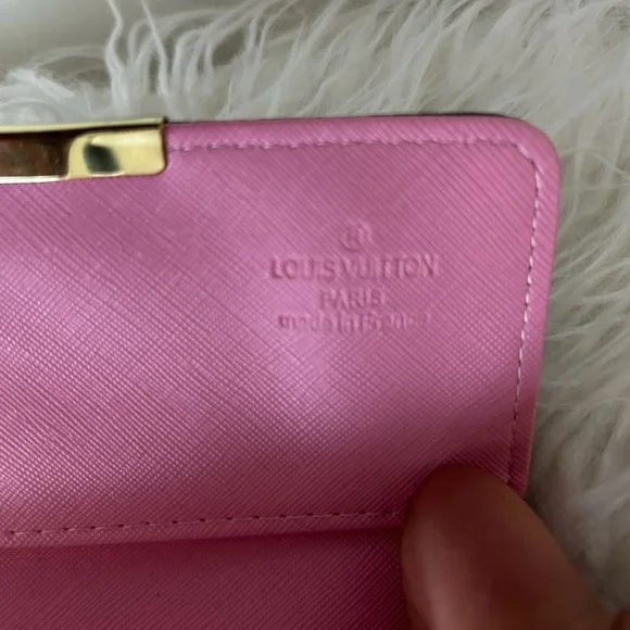 Louis Vuitton Brown Monogram Wallet with Pink Trim and Gold Hardware - Picture 3 of 6